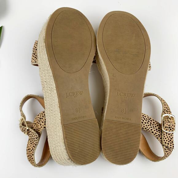 J Crew Platform Espadrille Sandals Leopard Print Calf Hair Women's 8.5 - Picture 14 of 15